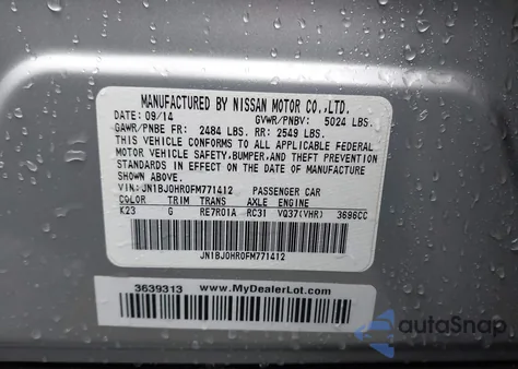 2015 Infiniti Qx50 Journey from USA, damaged, VIN JN1BJ0HR0FM771412